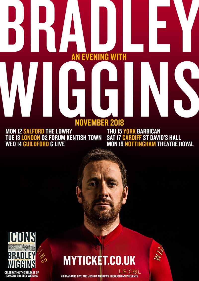 OfficialWIGGINS's tweet image. *Competition time* - win two tickets for a venue of your choice to an evening with team owner @SirWiggo, retweet and comment with your preferred venue to be in with a chance to win #WIGGINS #ICONS