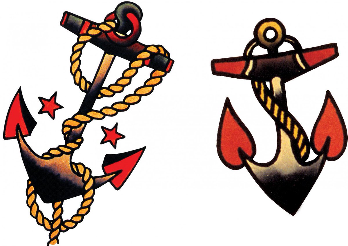 4. Anchors, whose symbolism is pretty clear, were thought to keep you steady - you also earned an anchor if you completed a voyage across the atlantic.