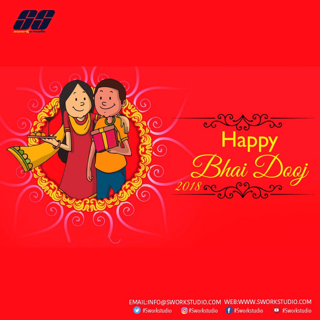 sworkstudio's tweet photo. Greetings to you all on the special occasion of Bhai Dooj, a festival that celebrates the strong brother-sister bond.
#Bhaidooj #HappyBhaiDooj #bhaiyadooj #bonds #Brothersister #festival #Celebration #indianfestival #IncredibleIndia #Trends  #wishes #PicOfTheDay #SworkStudio https://t.co/OLzlYCFgUn