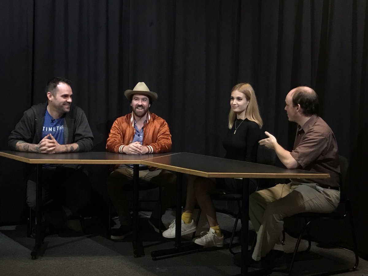 SneakPeekTV's tweet photo. We’re in the studio with Ben Foster and Mark Dennis, directors of @timetrapmov and alums of @TexasStudentTV https://t.co/8uBmBUzjqO