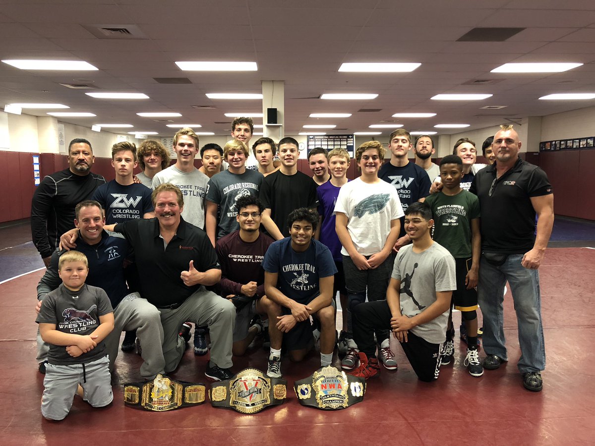 CTCoachBuck's tweet photo. The Legend Dan “The Beast” Severn stopped by today and spoke with the Cougars after the last pre-season practice! Thanks so much Coach!!#Family #WeAreCT @CthWrestling https://t.co/rnOPdhzntA