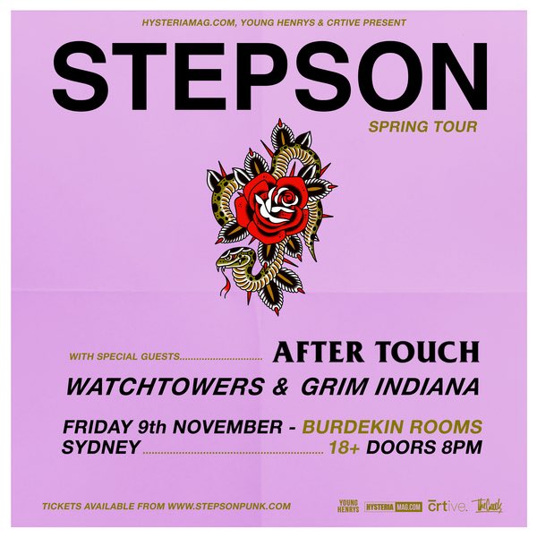 stepsonpunk's tweet photo. SYDNEY! We’re hitting the Burdekin tonight with @AFTERTOUCHSOUND tickets will be available at the door! See you there ❤️ https://t.co/kaSXz4VMcq