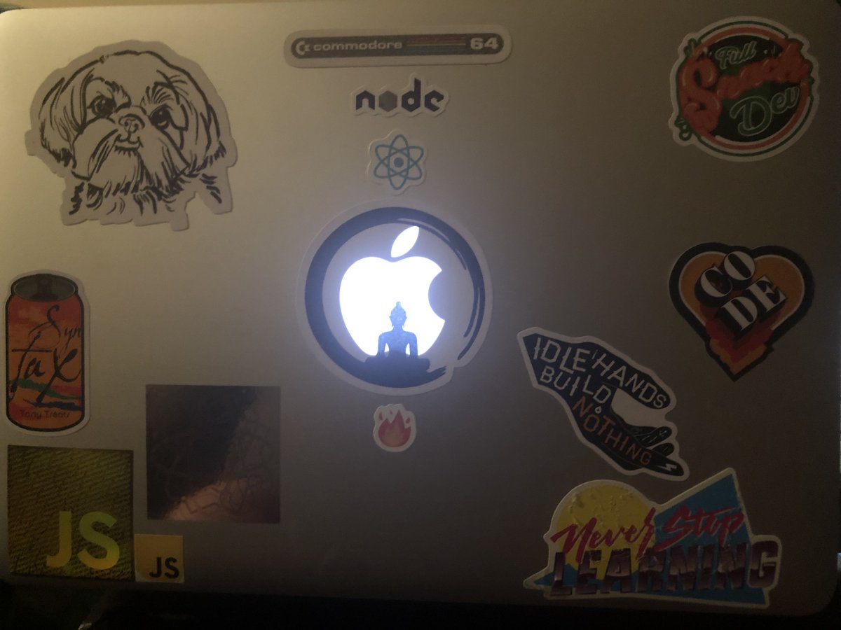 vjovanovic's tweet image. En”lightened” Apple Buddha, Commodore 64, Shih Tzu and @wesbos #sickers