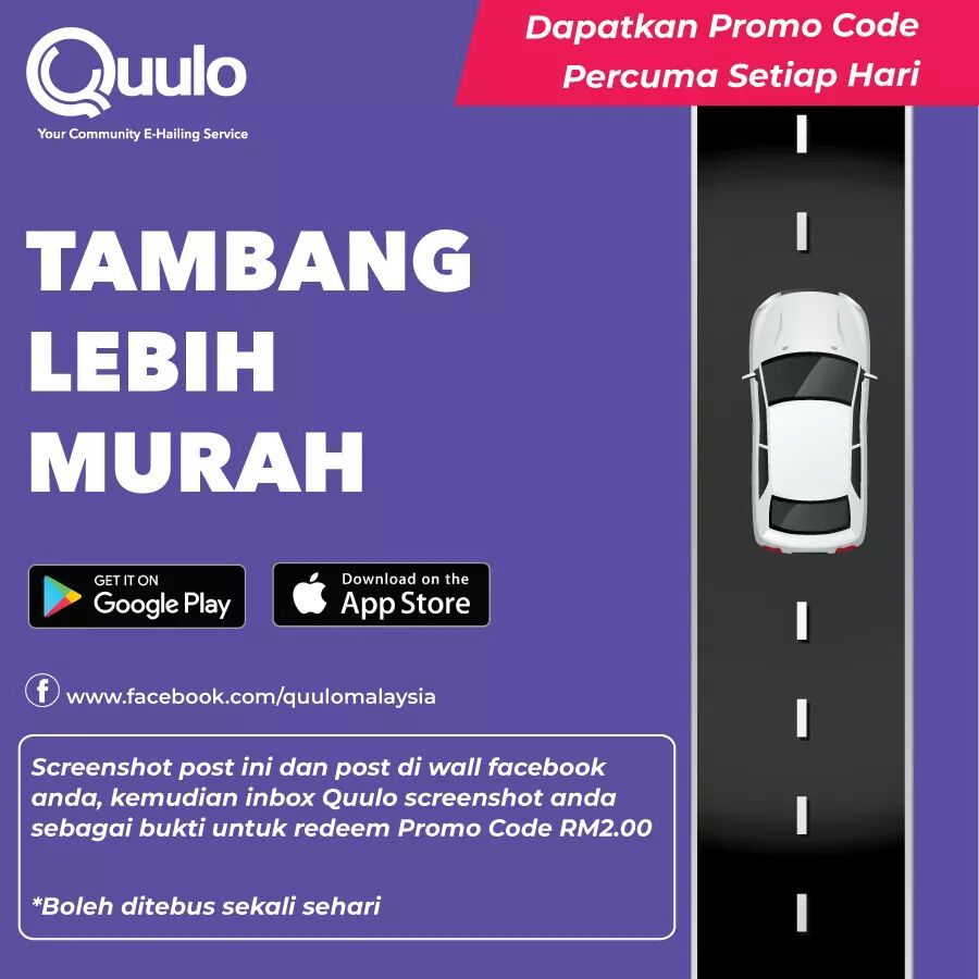 QuuloKuantan's tweet photo. SEBARKAN / SHARE - Dapatkan KOD PROMO PERCUMA setiap hari. Muat turun aplikasi QUULO PASSENGER sekarang: 

Android: https://t.co/Z5lHZGPulE 
iOS: https://t.co/UzPNyYL4Wg

FACEBOOK: https://t.co/MOkEUDEFWY

@KuantanTV @IIUMToday @twt_iiumk @POLISASPAHANG @UCYP_Malaysia @iiumLOL https://t.co/glIo8A6TZb
