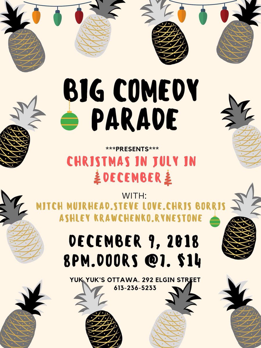 BigComedyParade's tweet photo. Its that special time of year! Come have a platonic hug under the mistletoe.  Dec 9 @YukYuksOttawa https://t.co/XccJC6Enm1