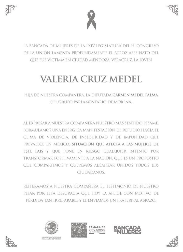 BancadaMujeres's tweet photo. Solidario apoyo y sentido pésame https://t.co/tNoZArXgqi