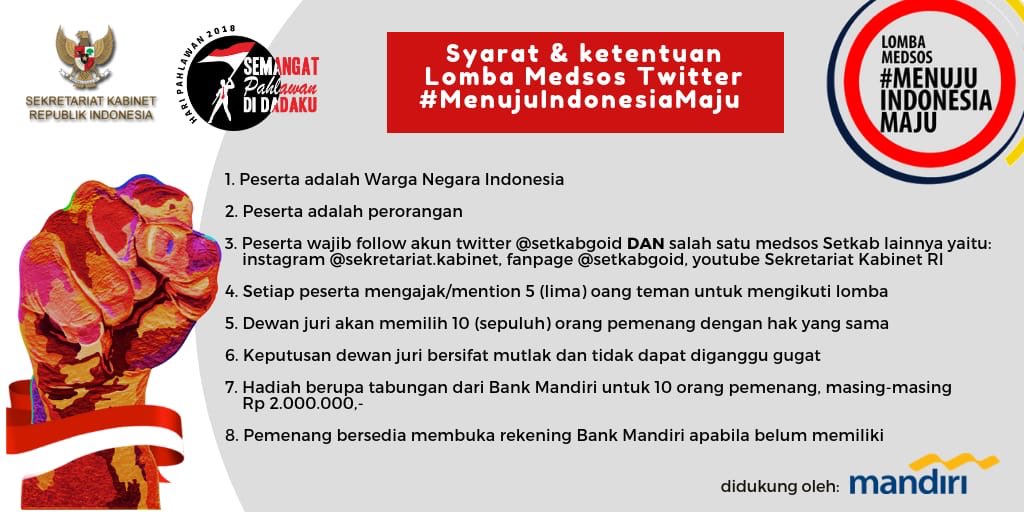 setkabgoid's tweet photo. #KawanKabinet, sejarah menunjukkan bahwa kita memiliki banyak pahlawan yang telah berkorban demi bangsa dan negara. Pada zaman ini, kitapun dapat menemukan pahlawan dalam berbagai bidang yang sedang berjuang demi #MenujuIndonesiMaju. 

Ayo sebutkan Pahlawan Masa Kini Versimu! https://t.co/st3zbY0SnV