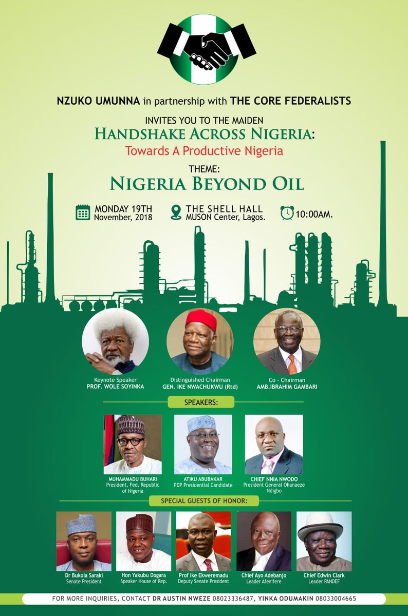 IbeIzuoma's tweet photo. The call to restructure Nigeria is not equalled by any other agitation in our political and economic dynamics as a federal republic. #NzukoUmunna and #TheCoreFederalist did well by coming up with the symposium. #HandshakeAcrossNigeria2018 is well placed. @atiku'll #restructureNGR https://t.co/WlXImAX8ty