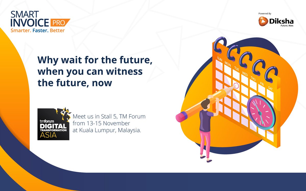 DikshaTech's tweet photo. Experience technology at its finest at the Digital Transformation Asia 2018, by TM Forum at Kuala Lumpur, Malaysia . Meet team @DikshaTech at stall no - 5. #TMFDigitalAsia #5g #iot #digitaltransformation #telecom #AI #futuretelco #asia #Malaysia https://t.co/GXJIxIJxSJ