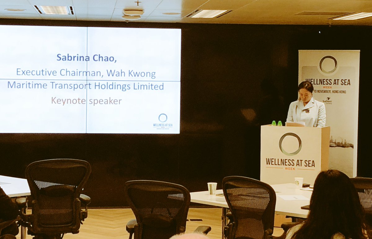 JohanSmith14's tweet photo. Great to hear from Sabrina Chao, Executive Chairman, Wah Kwong: ‘We should not look at wellness as a cost, but as a benifit ... We must address mental health as a matter of urgency’ #WASW18 @SailorsSociety @WellnessatSea https://t.co/ZOexKwQhJi