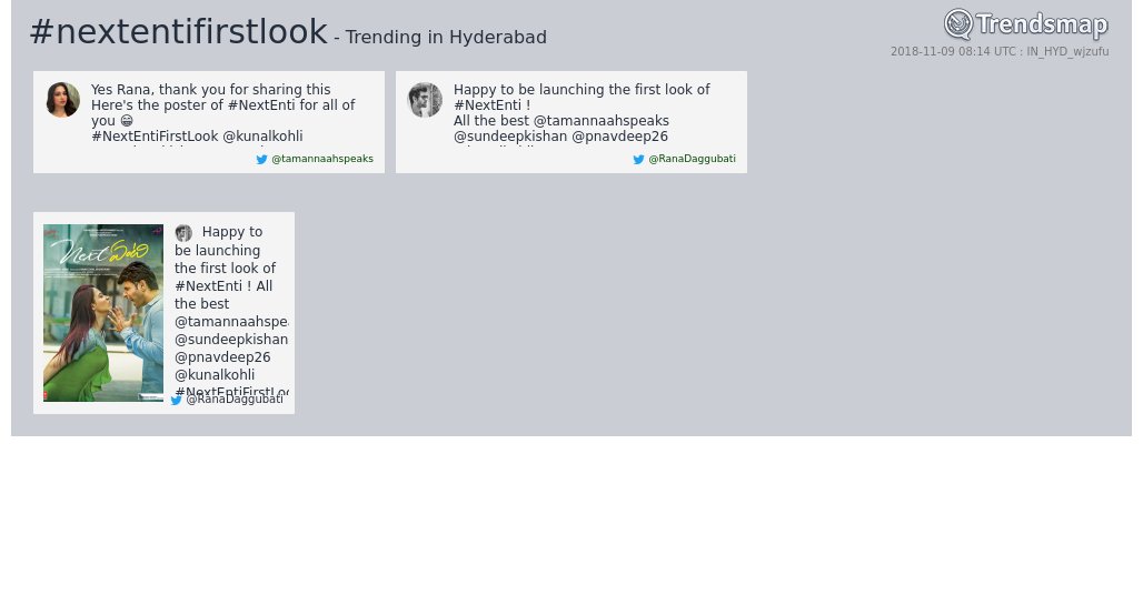TrendsHyderabad's tweet photo. #nextentifirstlook is now trending in #Hyderabad

https://t.co/h7WOSHs7C6 https://t.co/e8xrFiwTIG