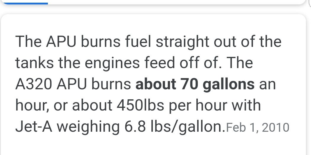 A320 Apu Fuel Consumption Per Hour
