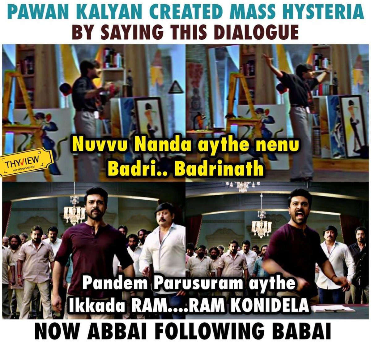 Thyview's tweet photo. Badri - VVR
Link - https://t.co/ksDOIP3QLx ...
#RamCharan @Advani_Kiara @vivekoberoi
@ThisisDSP @DVVMovies #RamCharan #VinayaVidheyaRama1stLook #VinayaVidheyaRama #Mass #RC12FirstLook #RC12 #VinayaVidheyaRamaTeaser https://t.co/hm2ehaKxzy