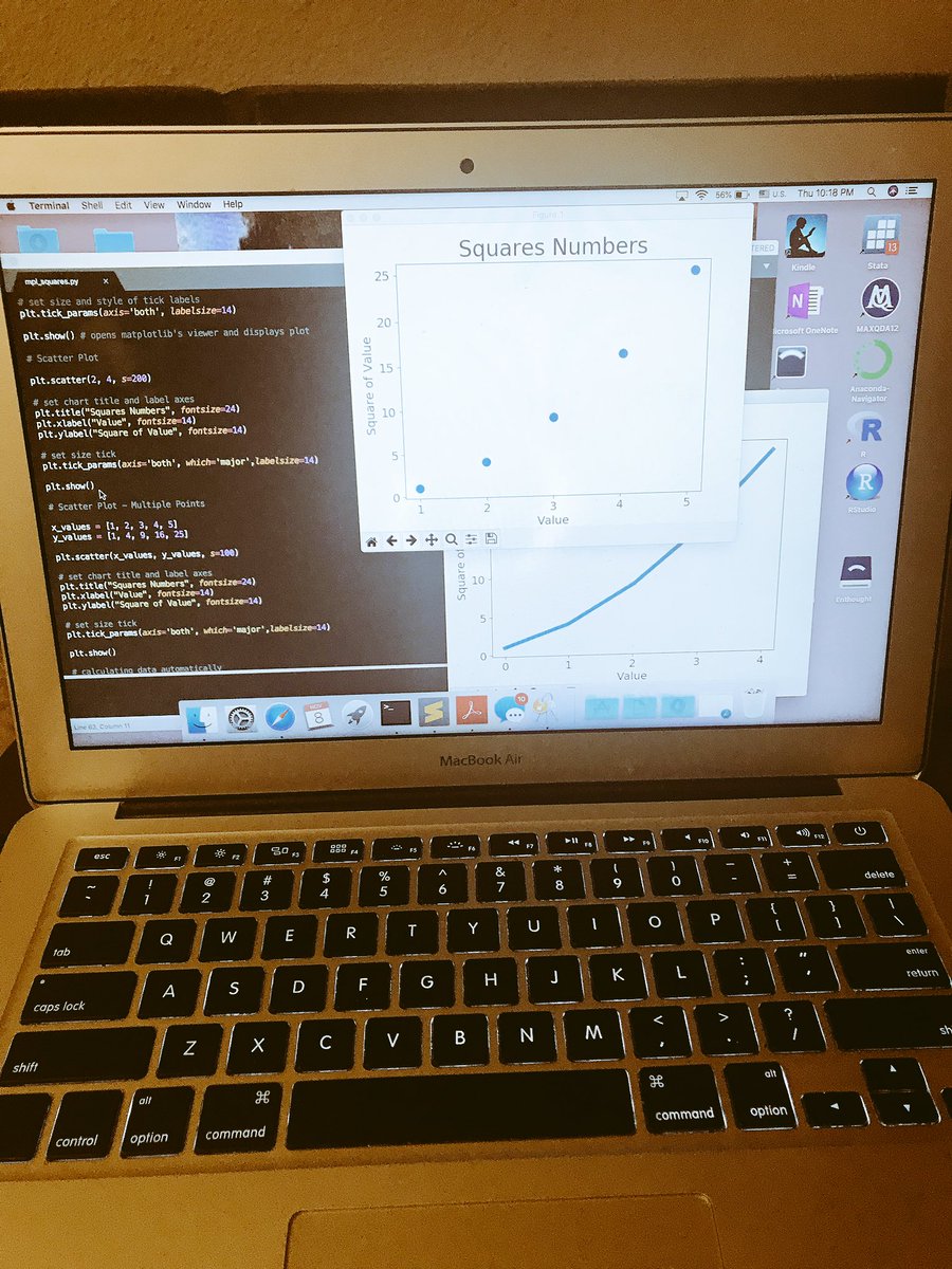 mariassmithphd's tweet photo. #100DaysOfCode Day 2: Imported and learned data visualization in #matplotlib today (a lot like R), plan to download a large dataset tomorrow to test what I can do. #python #committedtothechallenge #blackgirlscode #AcademicTwitter https://t.co/bz2XDPKoR9