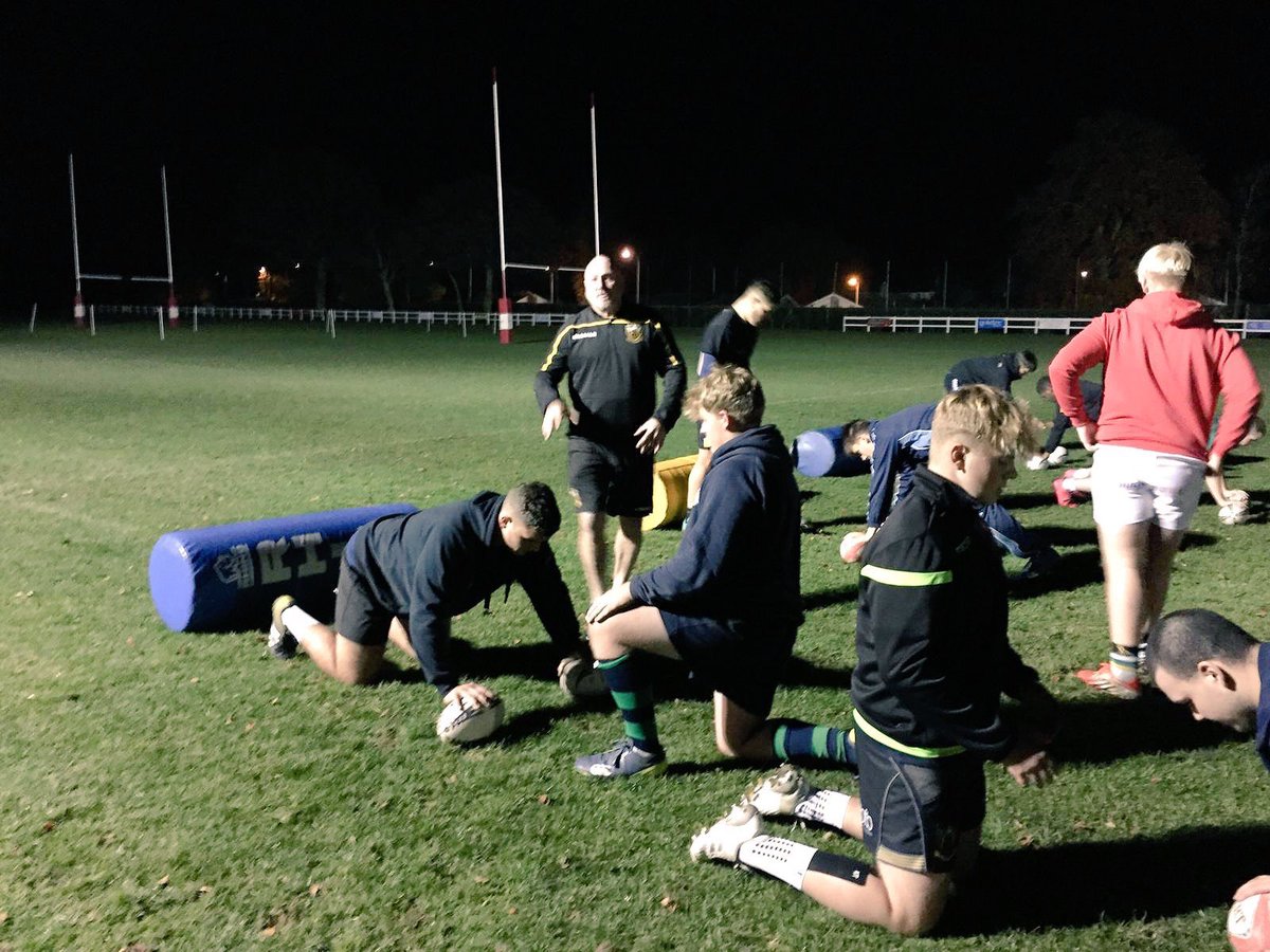 RHSSport's tweet photo. Saints scrum session last night. Great to see RHS represented at 3 age groups. Elliot C, Charlie G and Aston G-L. #saintsfuture https://t.co/pBFEotJdQD