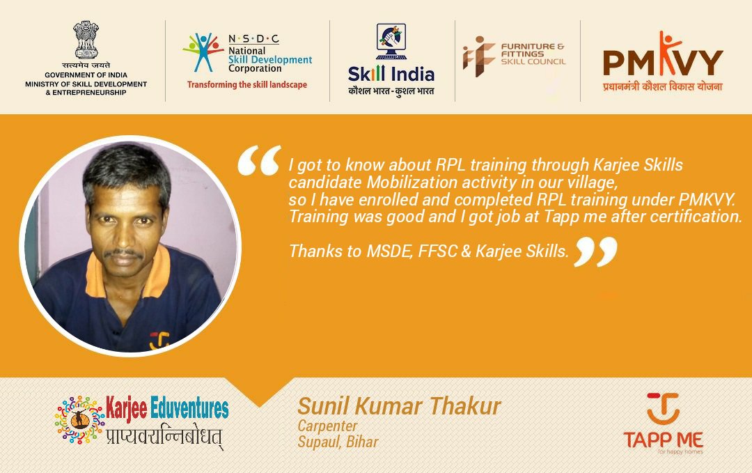ffscin's tweet photo. Success Stories: 'Dev Narayan Mistri had an economically weak background which was an obstacle for him to move ahead in life. He then, joined @MSDESkillIndia #RPL in Bihar. He is now working with #TappMe and living a life of dignity'.
#SkillChangingLives #FarkDikhRahaHai https://t.co/uXOg1rnR3F