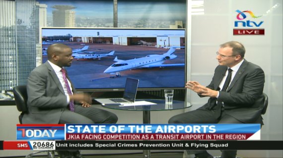 NTVnewsroom's tweet photo. State of the airports: @DannMwangi speaks to @KenyaAirports MD Jonny Andersen on the state of local aviation and the #KQDirectFlight. #NTVToday https://t.co/Gfs4WyQaiF