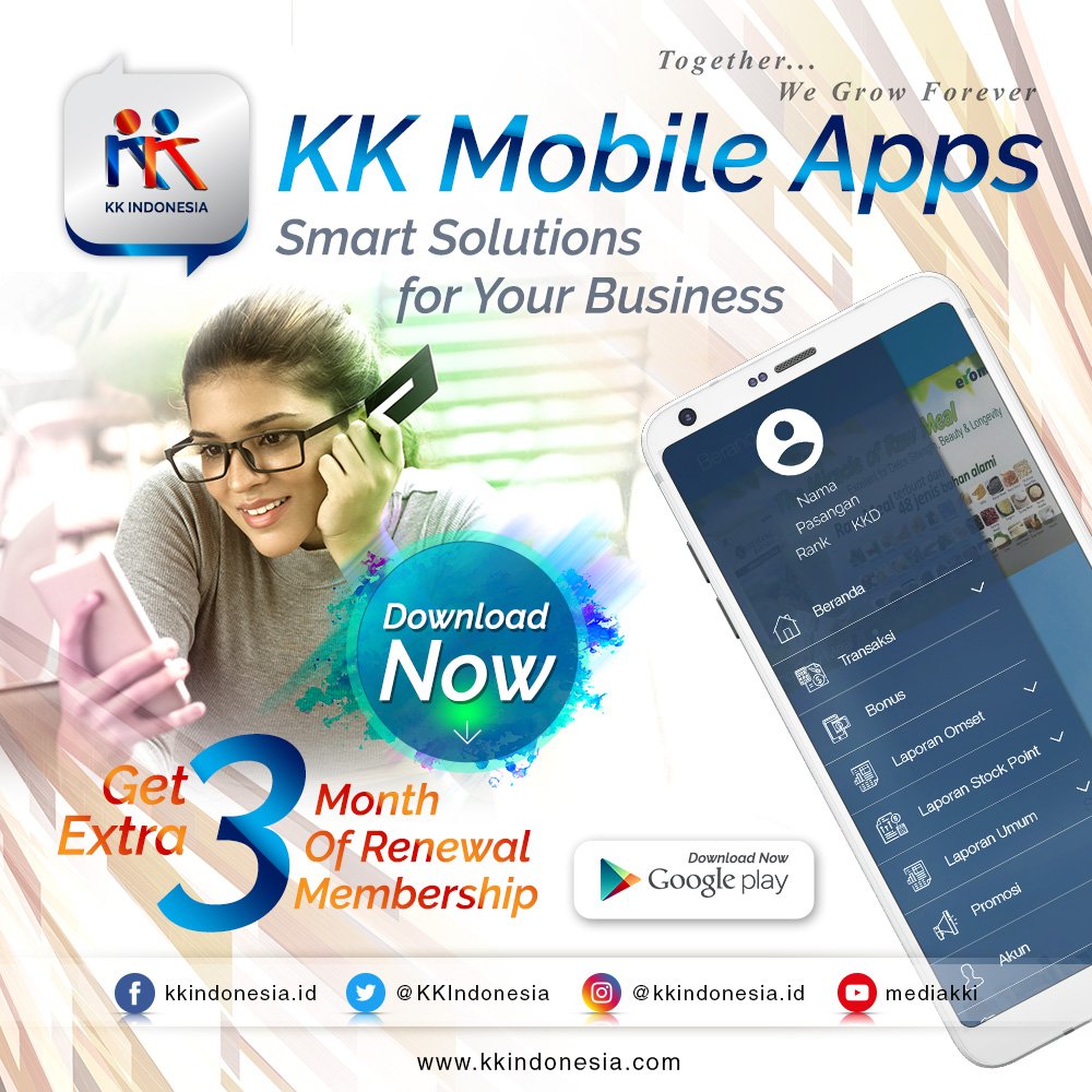 KK MOBILE APPS
Solusi pintar untuk bisnismu!
Dapatkan extra 3 bulan perpanjanganan akun
Download segera di PlayStore
play.google.com/store/apps/det…
kkmobile.id

#KKIndonesia #KKMobileApps #KKMobile #AndroidApps #SmartSolutionsForYourBusiness #TogetherWeGrowForever