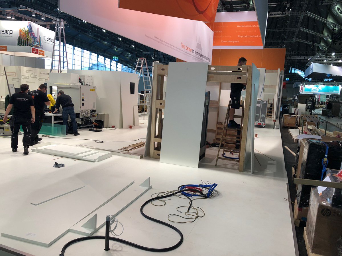 RenishawAM's tweet photo. Sneak preview... 👉 We're busy setting up @formnext_expo Hall 3.1, Stand E68.
Advancing AM productivity without compromising quality.
Find out more here: https://t.co/YYCV9OGL6K
#AdditiveManufacturing #3DPrinting #formnext #formnext2018
#ProductivitywithoutCompromise https://t.co/vkaLsKMDeJ