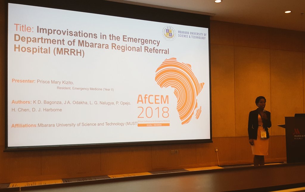 AfCEM2018's tweet image. The bronze prize for best abstract at #AfCEM18 goes to Dr. Prisca Mary Kitzito, describing the superior immobilization provided by house-made cardboard cervical collars that were made from wooden templates. Talk about #AfricanSolutionsToAfricanProblems!