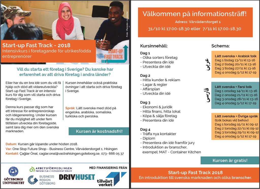 onestopfuture's tweet image. Än finns det platser kvar till nästa omgång av Start-up Fast Track som börjar på tisdag 13/11. Anmäl dig via länken nedan. 
onestopfutureshop.com/2018/10/29/13-…