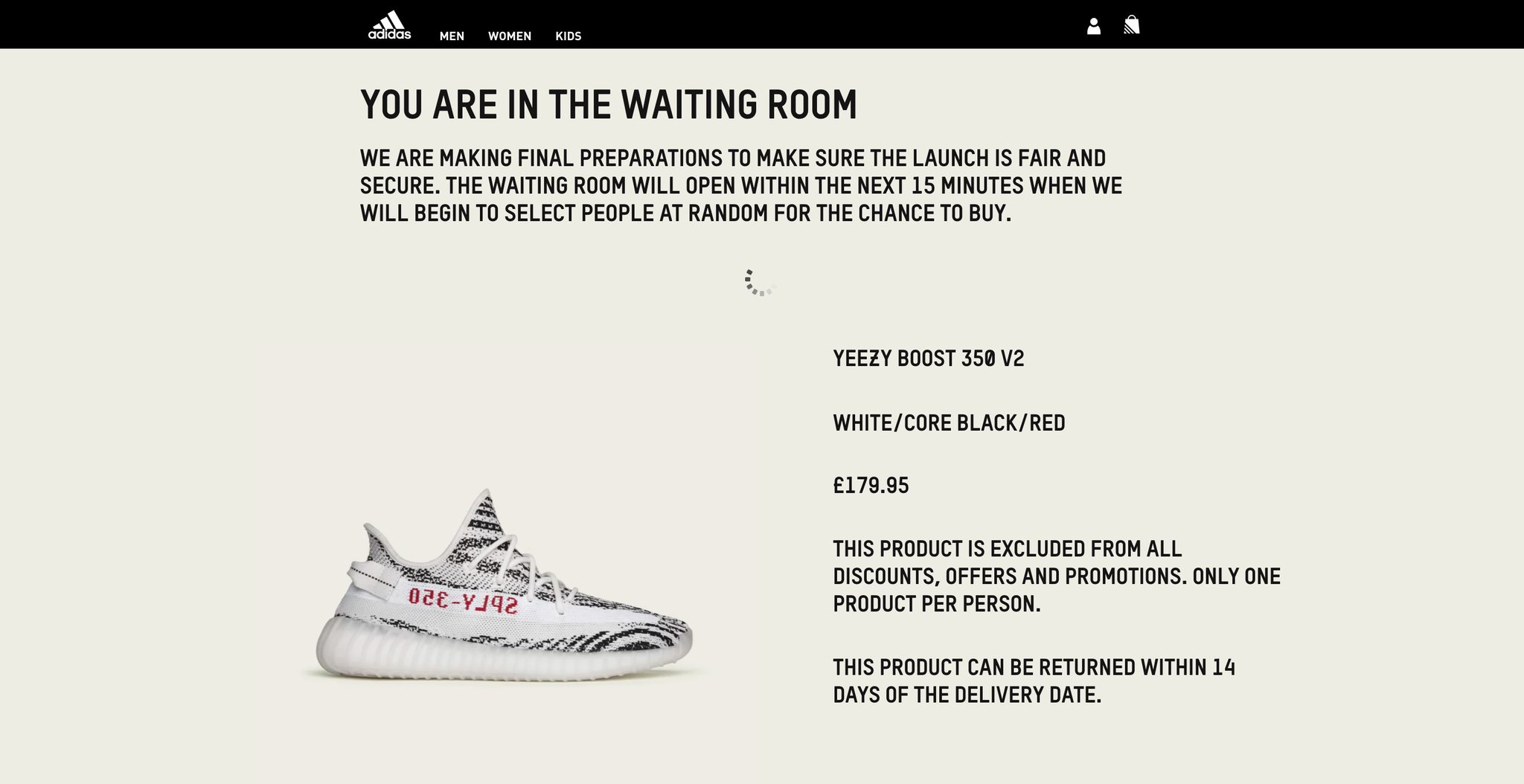 how long is the adidas waiting room