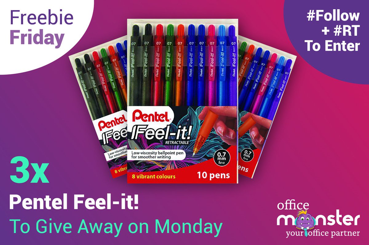 #Win a fantastic <a href="/PentelUK/">PentelUK</a> Feel-It pens . 3 to #Giveaway #Follow and #RT to enter #FreebieFriday #FridayFeeling ~ UK only #Winners announced on Monday #Competition #freebie #officemonster