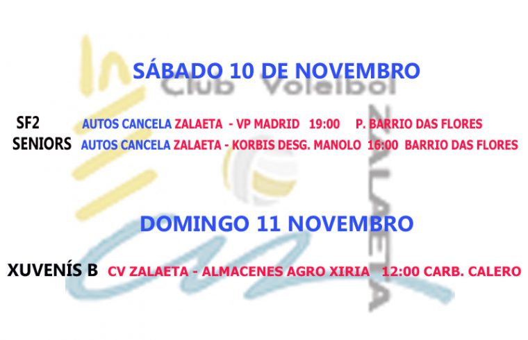 CVZalaeta's tweet photo. AGENDA: El sábado en el Barrio 19h #SF2 contra @vpmadrid, los dos equipos lucharán por no alejarse de los puestos de cabeza. Antes las #Sénior recibirán al #Korbis. El domingo se estrenará el #Juvenil B en #Carballo contra el #Xiria.
#GoZala #VoleiGalego #somosvoleibol #ACoruna https://t.co/Rn0bo91PtO