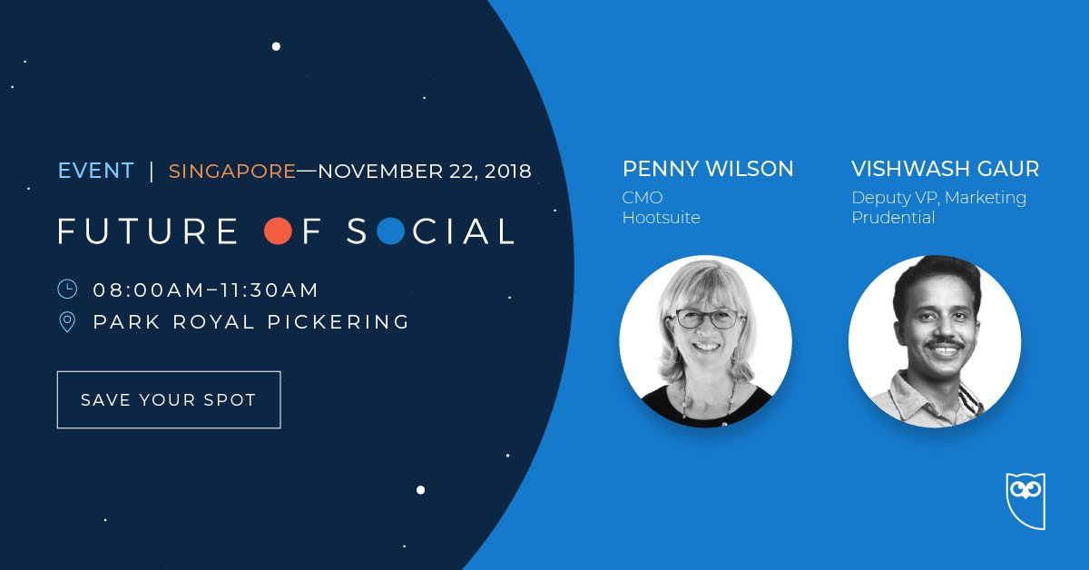 Don't miss out! Hear from experts at Adobe, LinkedIn, Kepios, Prudential &amp; Hootsuite on the next big trends in social media! ow.ly/BmC1101loQa #FutureofSocial