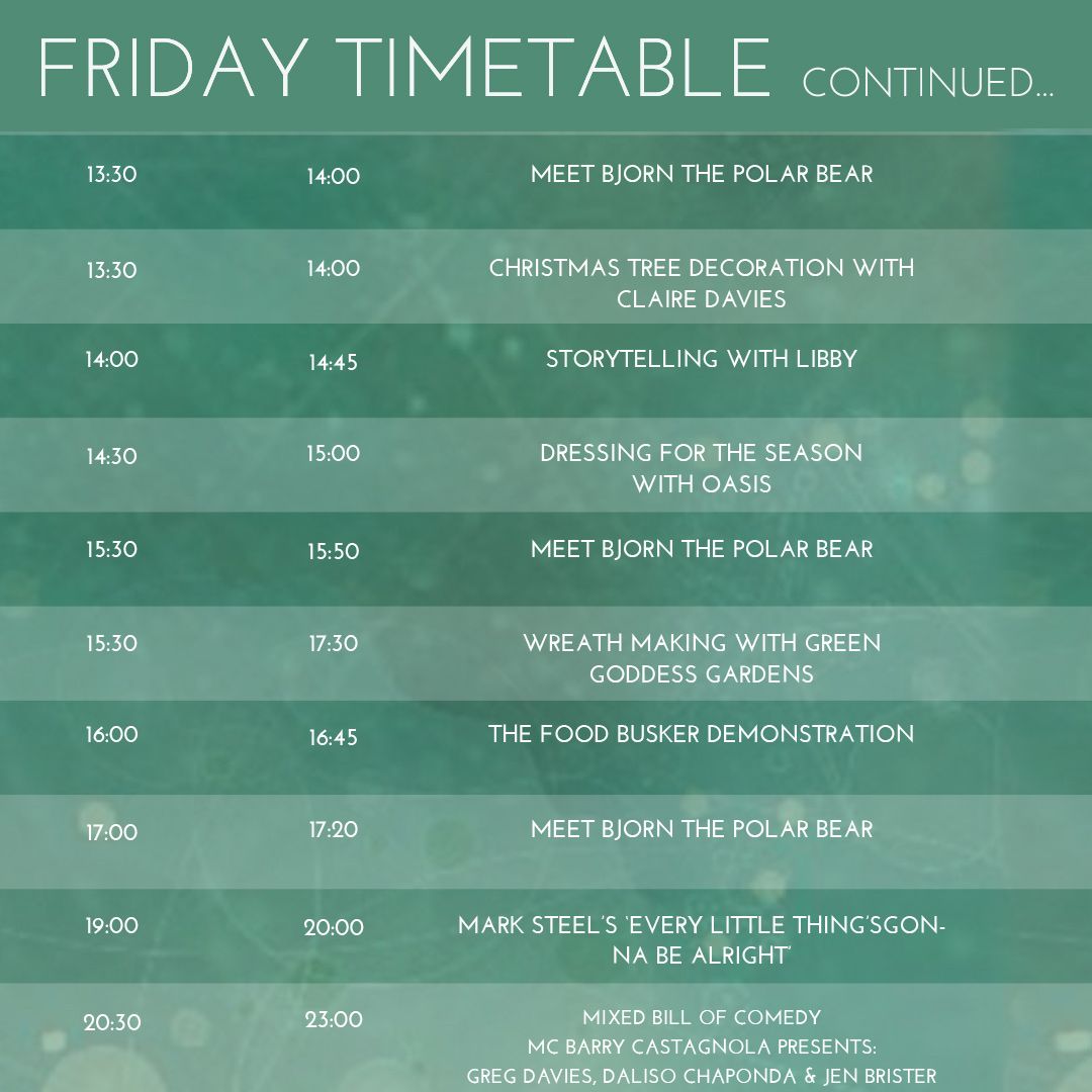 Knebworth Winter Festival is open! ☃️
Buy tickets here: buff.ly/2SUlHlC
Here's a our timetable for today👇