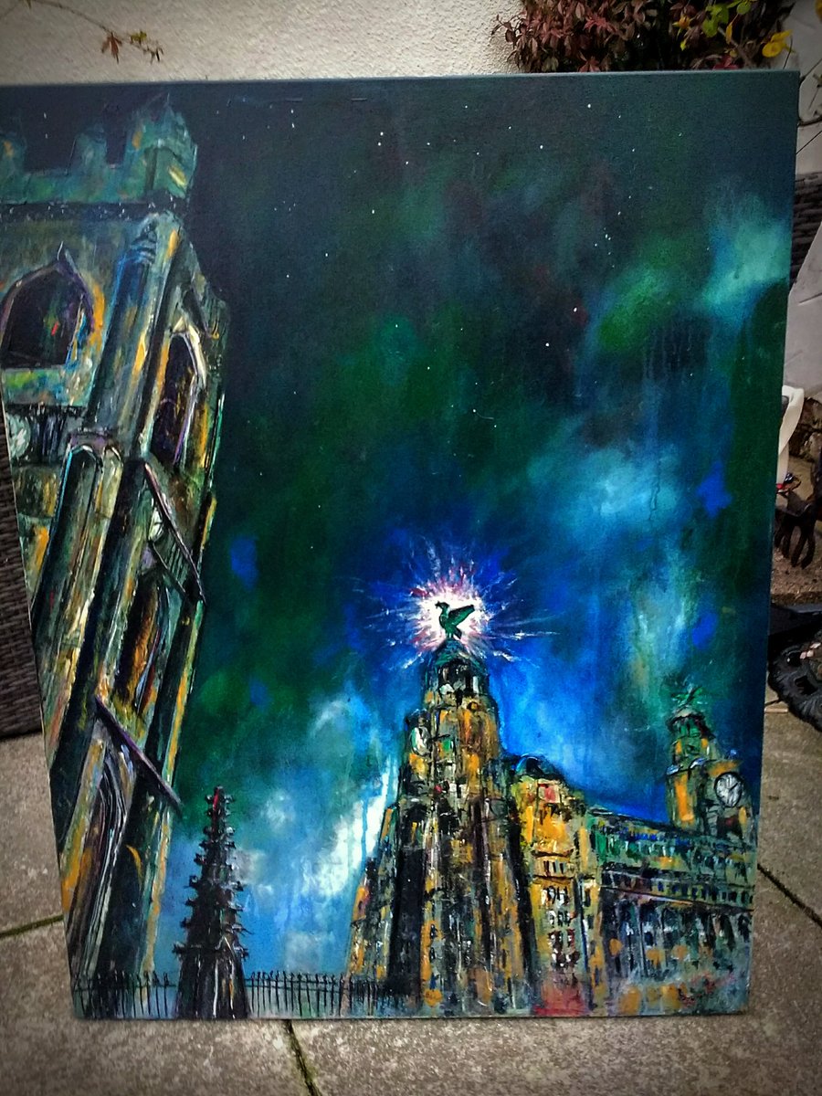 Liverpool on a cold cold day.
#liverpool #liverpoolart #landscape #building #wet #weather #dark #darkart #acrylic #painting #liverbirds #liverbuilding #stnicholaschurch #colour #atmospheric #atmosphere #stormy