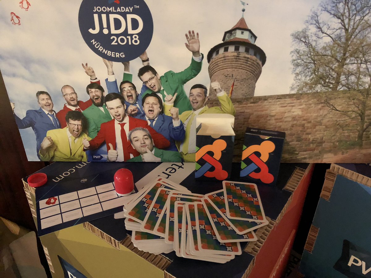 Do you already have a #Joomla playing cards deck? Visit our booth, get the deck and a stamp on your #sponsorenpass! #jd18de