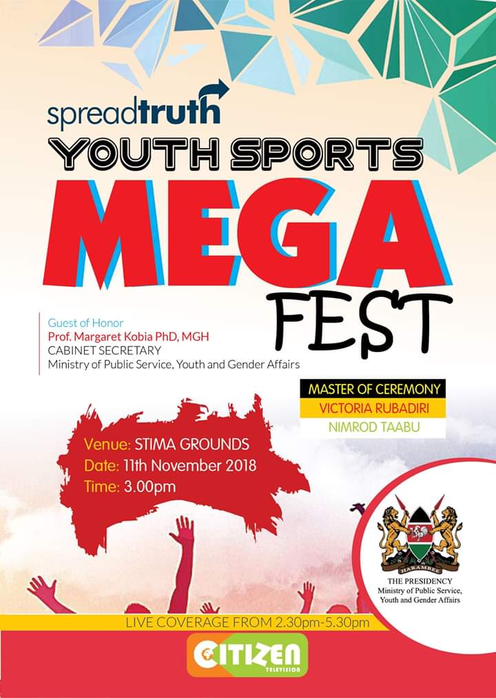 PSYGKenya's tweet photo. We will be hosting the closing ceremony of the Youth Sports Fest this Sunday 11th November with @CSMargaretKobia presiding over the event to issue awards and engage with the youth.
We hope to see you there.
https://t.co/r3naY8tiML
#SpreadTruthMegaFest
#RaisingStandards https://t.co/fR49EhmeqP