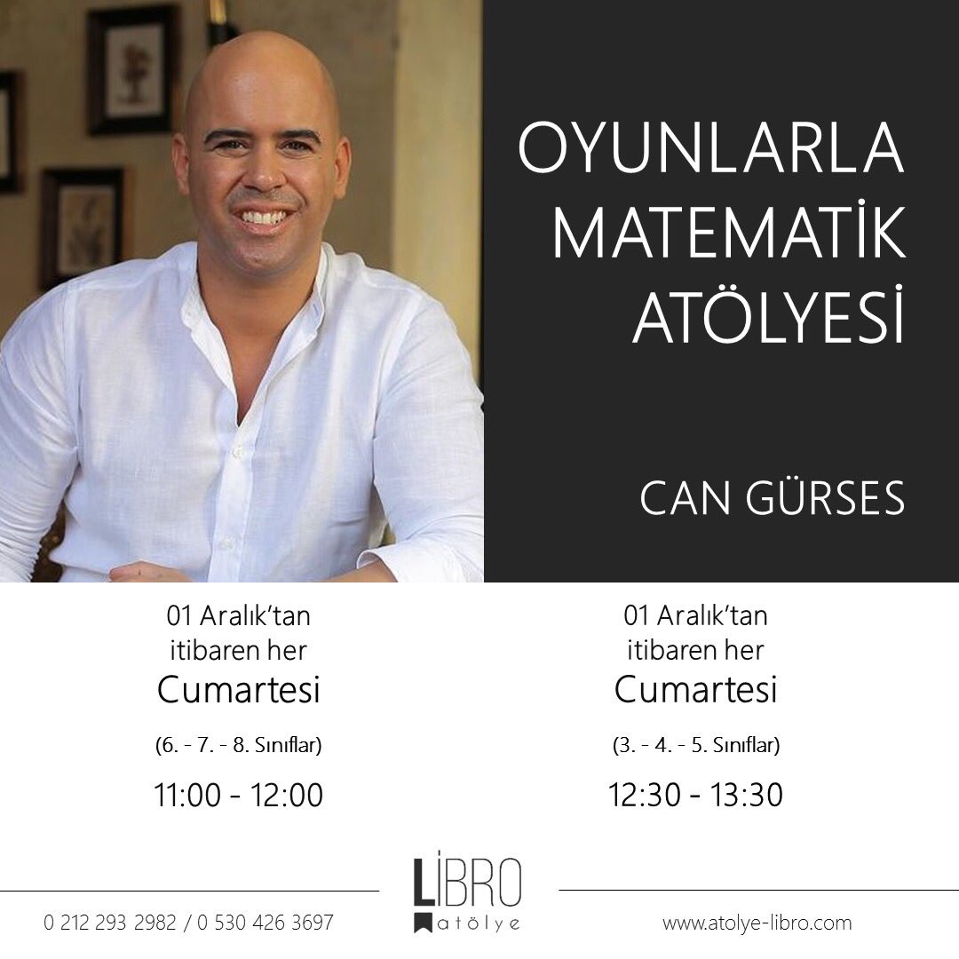 atolyelibro (@atolyelibro) on Twitter photo Can Gürses'le “Oyunlarla Matematik Atölyesi” Atölye Libro’da...
<a href="/canitti/">can gurses</a>
Ayrıntılı bilgi için lütfen web sitemizi ziyaret ediniz.
atolye-libro.com Can Gürses'le “Oyunlarla Matematik Atölyesi” Atölye Libro’da...
<a href="/canitti/">can gurses</a>
Ayrıntılı bilgi için lütfen web sitemizi ziyaret ediniz.
atolye-libro.com