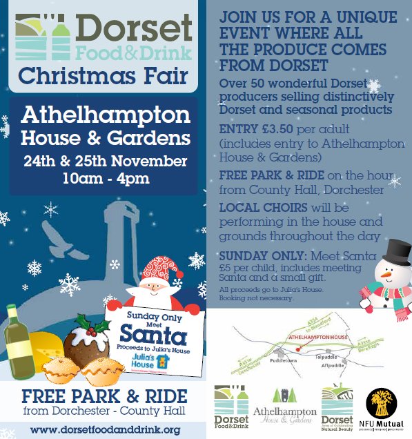 Dorset Food & Drink (@dorsetfooddrink) on Twitter photo It’s our Dorset Food & Drink Christmas Fair at <a href="/Athelhampton/">Athelhampton House</a> in 2 weeks! Enjoy locally produced food and drink from a range of your favourite Dorset producers! Save the date and start your Christmas shopping! Plus Meet Santa on Sunday 25th, proceeds go to Julia's House. It’s our Dorset Food & Drink Christmas Fair at <a href="/Athelhampton/">Athelhampton House</a> in 2 weeks! Enjoy locally produced food and drink from a range of your favourite Dorset producers! Save the date and start your Christmas shopping! Plus Meet Santa on Sunday 25th, proceeds go to Julia's House.