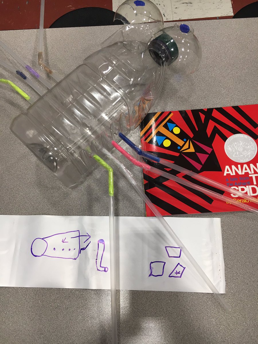 kndymakerspace's tweet image. #anansithespider gets a plastic makeover. Check out the plan this kiddo made before building!! #makermindset #tinyengineers #literacymakernight
