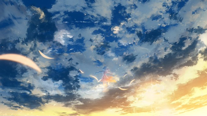 「1girl sunset」 illustration images(Oldest)