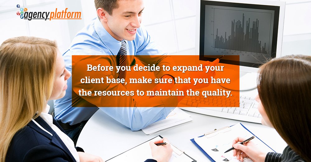 AgencyPlatform's tweet photo. Before you decide to expand your client base, make sure that you have the resources to maintain the quality: https://t.co/XqsYjkKyxD #measure #msure #analytics #insights #data #emetrics #trend #reports #segmentation #segment #seo #search #ppcchat #cro #landingpages #webdesign https://t.co/UTiLBvC00Z