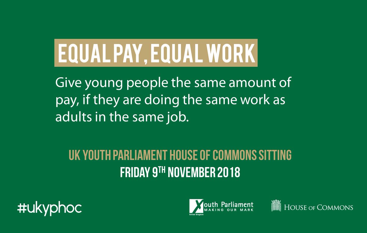 HouseofCommons's tweet photo. Should young people receive the same amount of pay as adults doing the same work? Watch what Members of @UKYP have to say: https://t.co/CK6iLEsHDX #UKYPHoC https://t.co/SX60sGgt4u