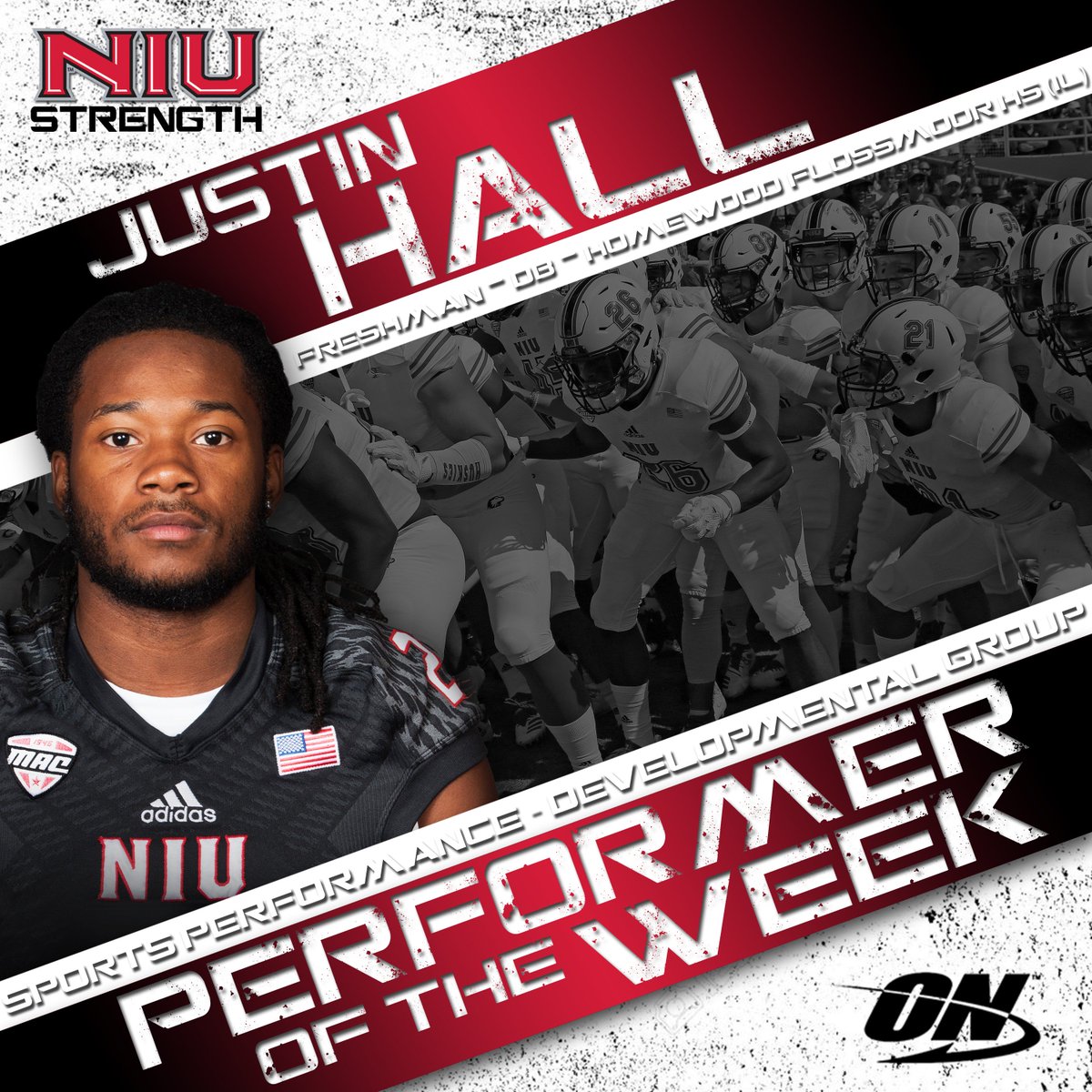 NIU Football (@niu_football) on Twitter photo The <a href="/NIU_Strength/">NIU Strength</a> Developmental Performer of the Week is Freshman DB Justin Hall! #theHardWay The <a href="/NIU_Strength/">NIU Strength</a> Developmental Performer of the Week is Freshman DB Justin Hall! #theHardWay