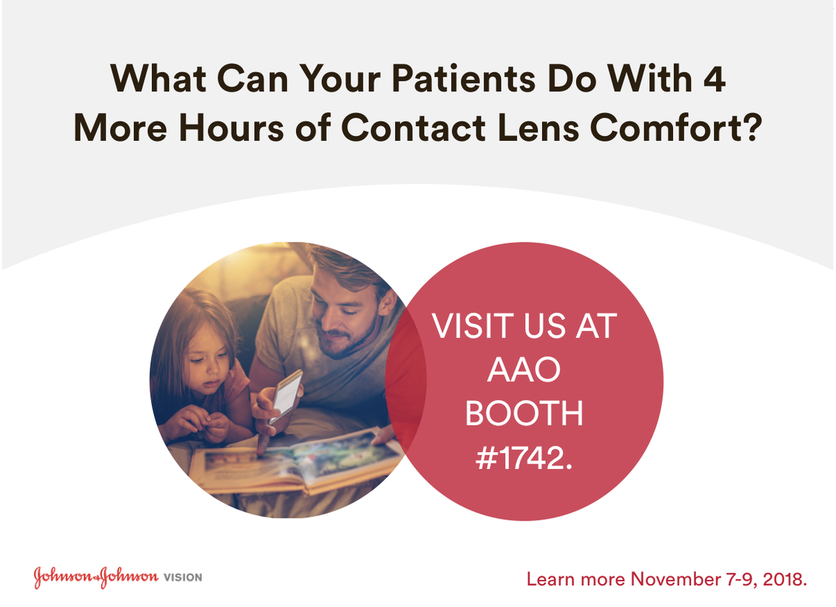 Dry eye affecting your contact lens patients comfortable wear time? Ocular health starts at the surface. Learn more at AAO November 7-9, booth #1742. bit.ly/2PU2r9y