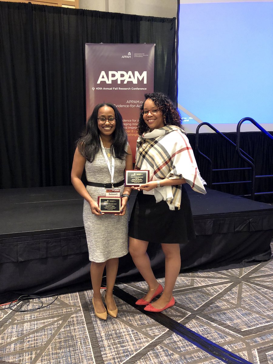 We are grateful that our work on #organizationalbehavior, #publicmanagement, & #socialequity, was recognized apart of the APPAM 40 for 40 awardees! Thank you @APPAM_DC, @CUDenverSPA, @GoldmanSchool! @AM_Headley #APPAM2018