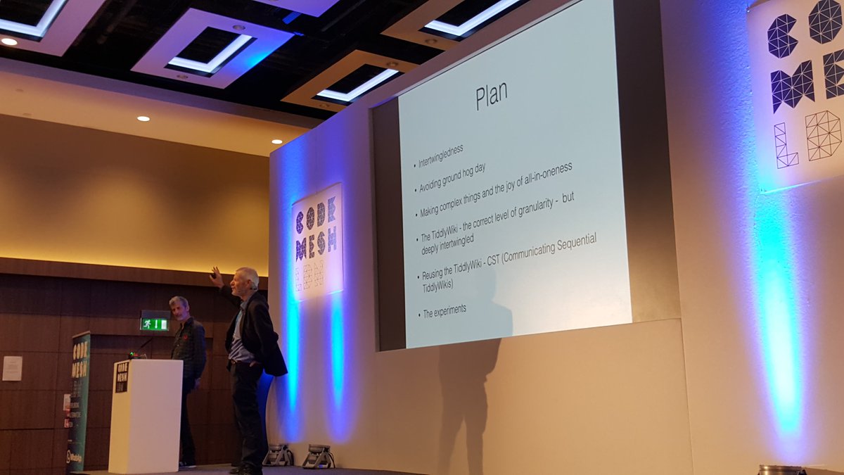 ErlangSolutions's tweet image. "Not everyone wants to run a server" - @joeerl and @Jermolene have just completed 'Interwingling the Tiddlywiki with #Erlang' at #CodeMesh