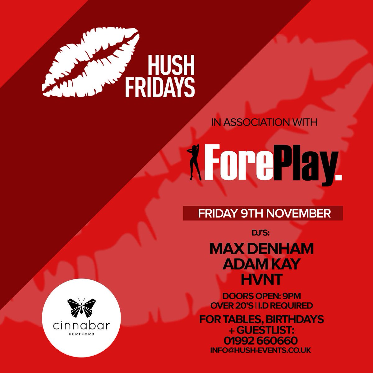 HushEventsUk's tweet image. HERTFORD TONIGHT! 

@CinnabarHrtford from 9pm alongside @ForePlayEvents and it’s looking huge! 😝

Catch DJ’s @MaxDenham @Dj_Adam_kay @NellesThe1st through until 2am! 🔊

Tables/Guestlist: 01992 660660 📲
