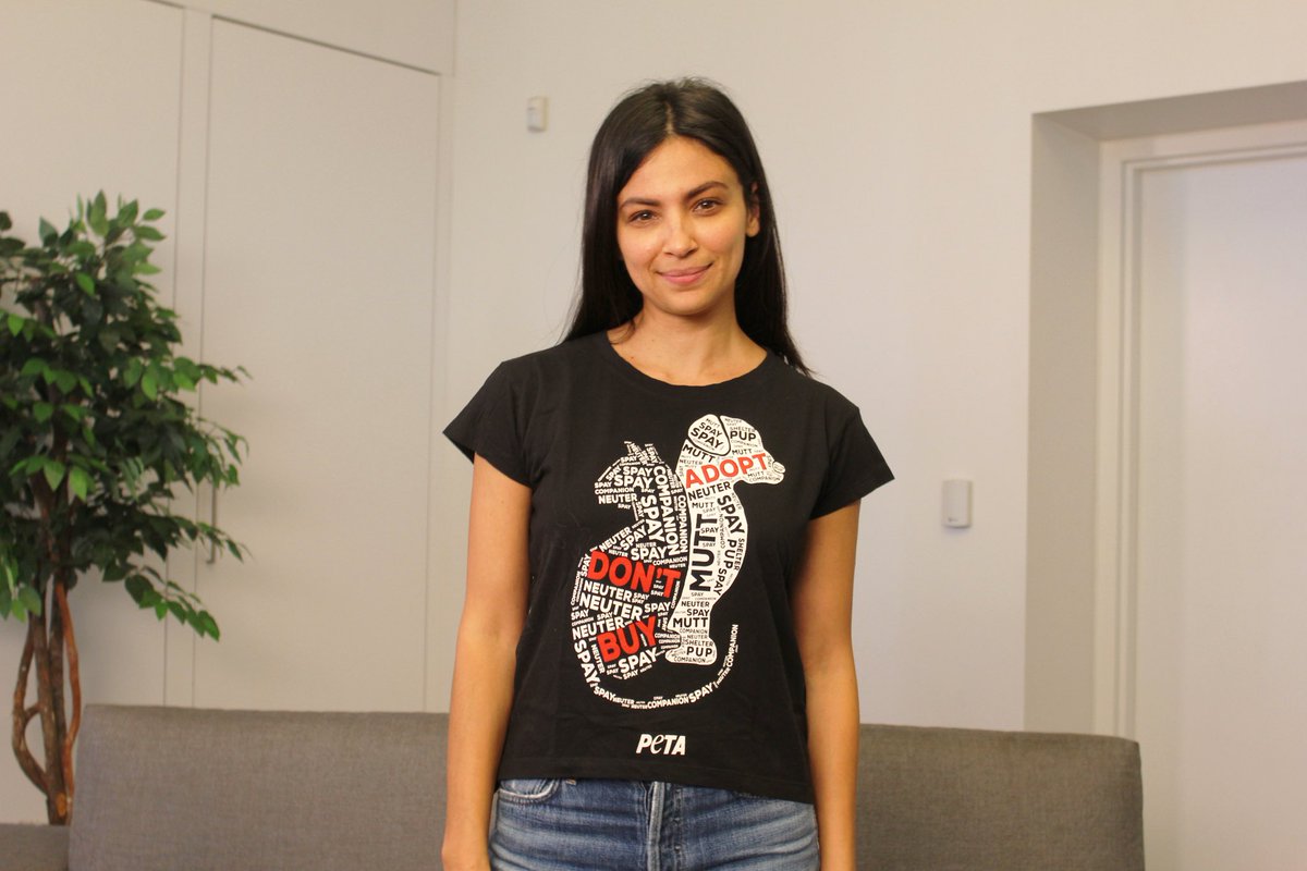 peta's tweet photo. The best ways to help reduce the companion animal overpopulation crisis is to always ADOPT &amp; #SpayAndNeuter ❤️

#Supergirl star @florianalima is speaking up for dogs &amp; cats in her PETA tee! Get yours: https://t.co/HiJLivFsCw https://t.co/TraOoCgQ2R