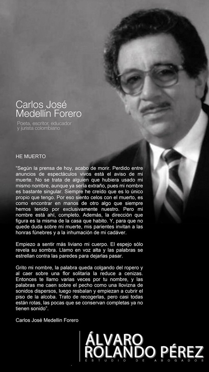 Resultado de imagen para 2 poemas de Carlos JosÃ© MedellÃ­n Forero