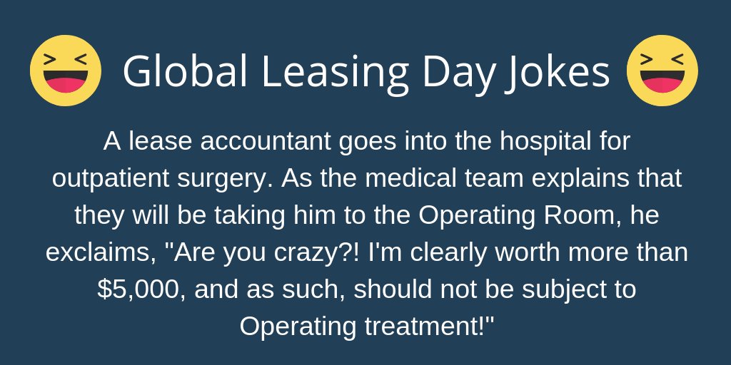 LeaseAccelerate's tweet image. Happy #GlobalLeasingDay from LeaseAccelerator! Here's a joke for the #IFRS16 crowd out there