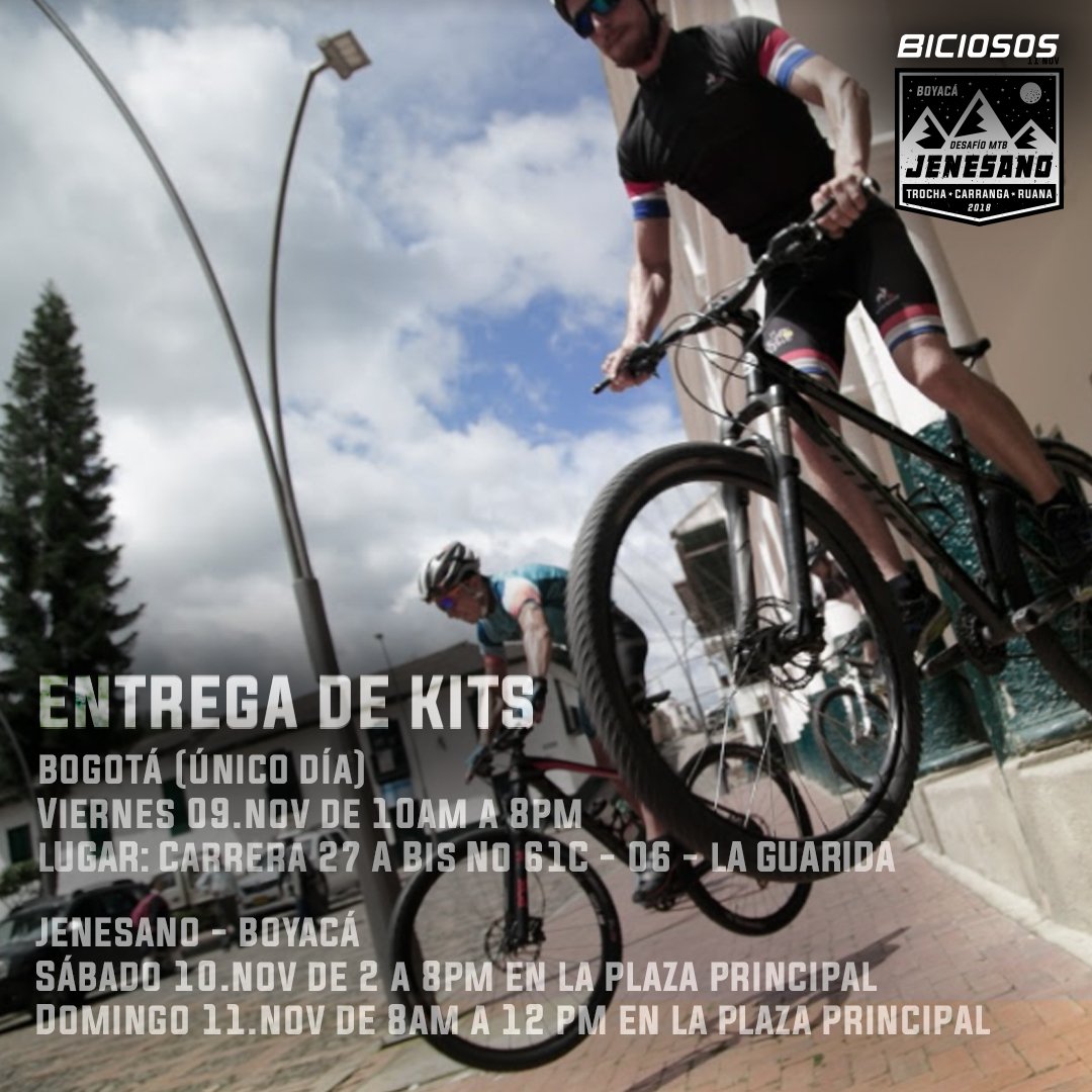 biciososcol's tweet photo. Se llegó el momento! HOY ENTRGA DE KITS en BOGOTÁ, mañana y domingo en Jenesano - Boyacá.  Recuerden que también estamos con la campaña Un Juguete, Una Sonrisa! TODOS A JENESANO #TrochaCarrangaRuana https://t.co/Il0lhisRGR