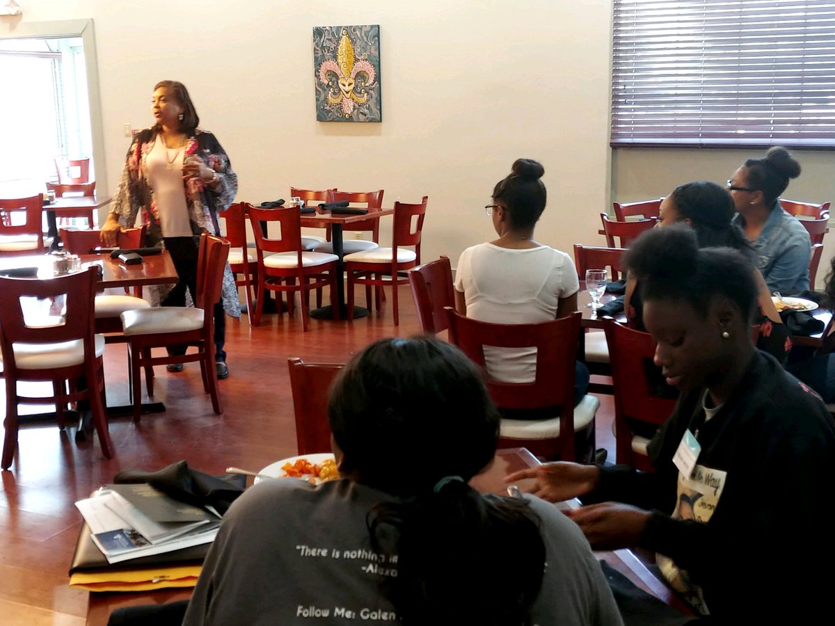 WG_LAF's tweet photo. Ann Broussard, our Catering Sales Mgr, spoke to students about the hospitality industry.  In addition, each department had several students shadow them throughout the day to learn more about the  hotel.  We see future greatness happening here!  #Education #FutureHotelGMs https://t.co/pdE8zMfdLY
