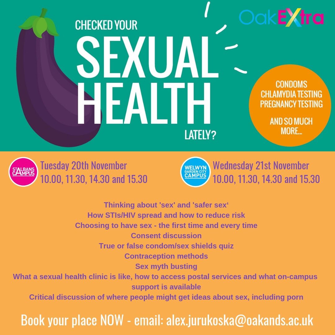 OakExtra's tweet image. Workshops the week after next - make sure you stay healthy. #collegelife #oaklandscollege #college #sexualhealth